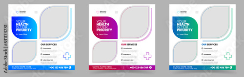 Healthcare social media post for hospital clinic promotion web banner