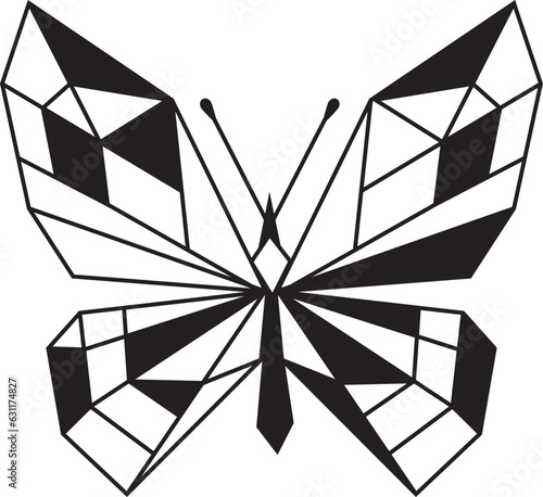 Photography Modern geometric butterfly art, line vector illustration