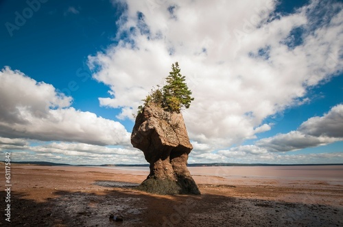 Picturesque scene of Hopewell Rocks Provincial Park in the Bay of Fundy, New Brunswick, Canada