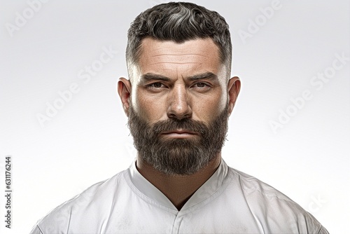 bearded man isolated on white background