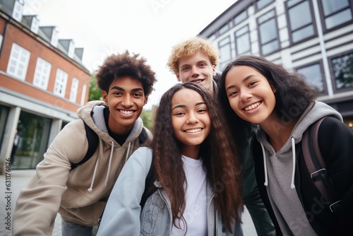 Wallpaper Mural Group of young students smiling in the city portrait Torontodigital.ca