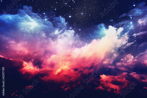  In the beginning God created the heavens and the earth  Genesis 1 1. Colorful sky with stars and nebula. abstract background.