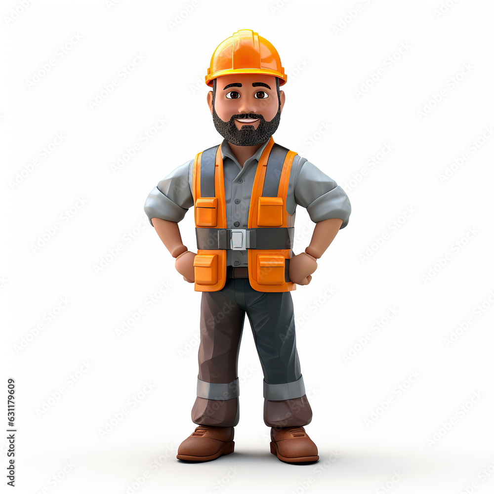 3D rendering construction worker foreman character 3D rendering construction worker foreman character