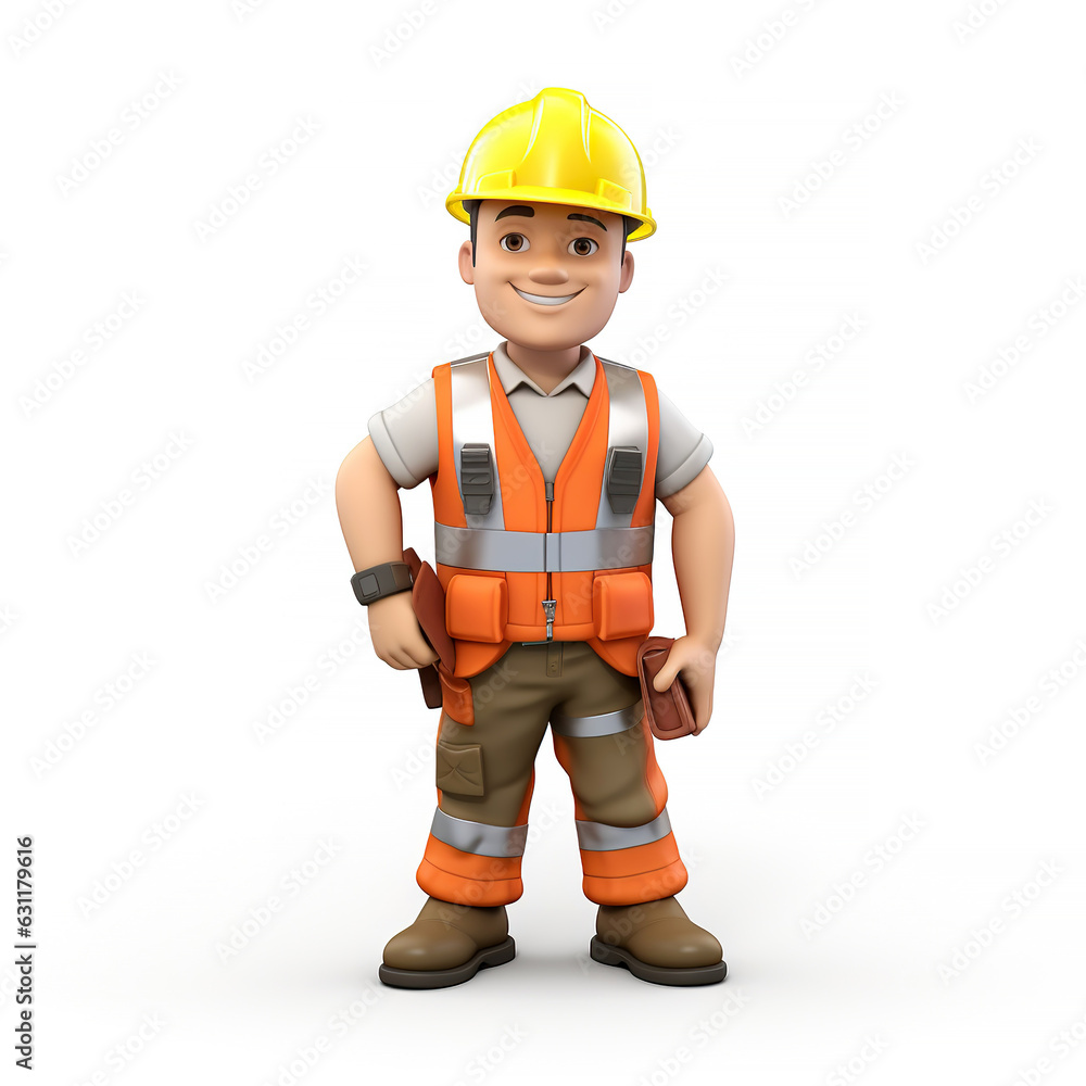 3D rendering construction worker foreman character 3D rendering construction worker foreman character