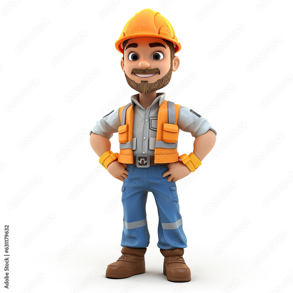 3D rendering construction worker foreman character 3D rendering construction worker foreman character