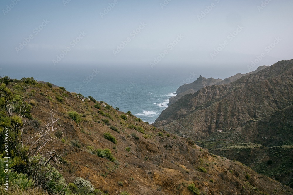 Scenic view of the ocean on a coastal road leading up to a beach, La Gomera, Spain, Canary Islands
