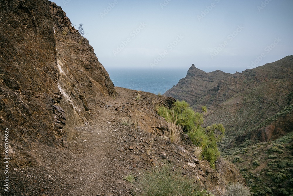 Tranquil landscape featuring a grassy hill with the blue waters of the ocean in the background Tranquil landscape featuring a grassy hill with the blue waters of the ocean in the background