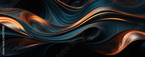 Black abstract background design. Modern wavy line pattern.