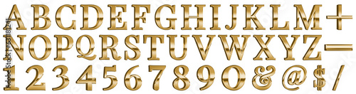3d luxury glossy gold font letter abc - z