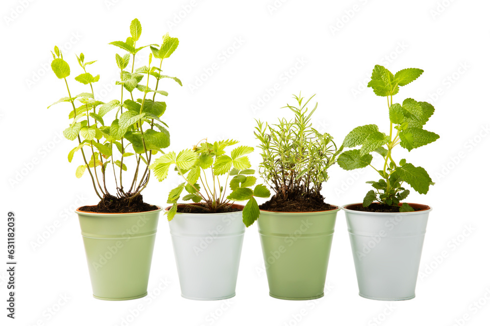 Herbs in a pot. Fresh rosemary, oregano, strawberry and mint in a pot isolated on white background. Fresh fragrant spicy herbs in a saucepan. Recipe. Herbs in a pot. Fresh rosemary, oregano, strawberry and mint in a pot isolated on white background. Fresh fragrant spicy herbs in a saucepan. Recipe.