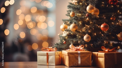 Christmas Tree with Decorations and Gifts