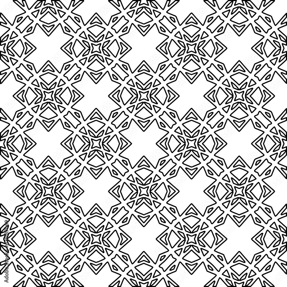Abstract background with figures from lines. black and white pattern for web page, textures, card, poster, fabric, textile. Monochrome graphic repeating design. Abstract background with figures from lines. black and white pattern for web page, textures, card, poster, fabric, textile. Monochrome graphic repeating design.