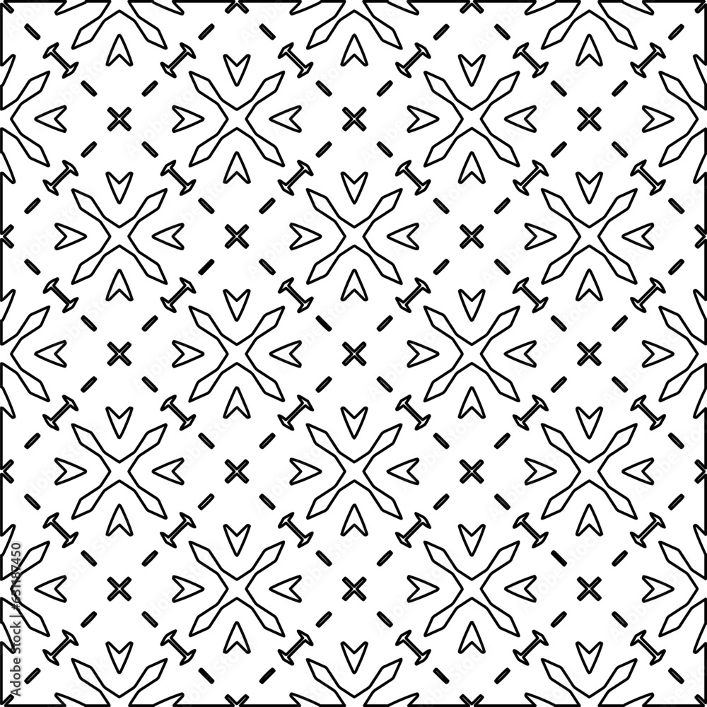 Abstract background with figures from lines. black and white pattern for web page, textures, card, poster, fabric, textile. Monochrome graphic repeating design. Abstract background with figures from lines. black and white pattern for web page, textures, card, poster, fabric, textile. Monochrome graphic repeating design.