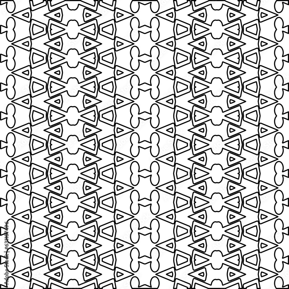 Abstract background with figures from lines. black and white pattern for web page, textures, card, poster, fabric, textile. Monochrome graphic repeating design. Abstract background with figures from lines. black and white pattern for web page, textures, card, poster, fabric, textile. Monochrome graphic repeating design.