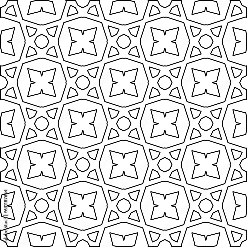 Abstract background with figures from lines. black and white pattern for web page, textures, card, poster, fabric, textile. Monochrome graphic repeating design. Abstract background with figures from lines. black and white pattern for web page, textures, card, poster, fabric, textile. Monochrome graphic repeating design.