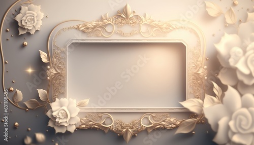 decorative and elegant white blank frame with floral decoration generative ai