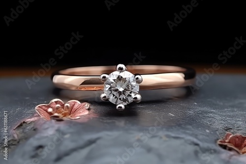 realistic and designer golden ring photography with shiny gemstone generative ai