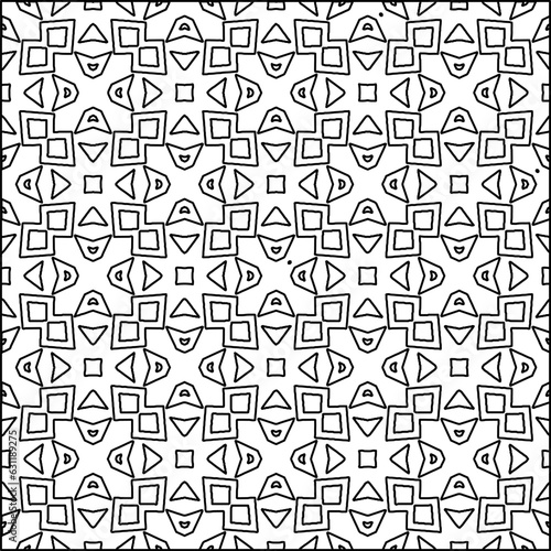 Abstract background with figures from lines. black and white pattern for web page  textures  card  poster  fabric  textile. Monochrome graphic repeating design.