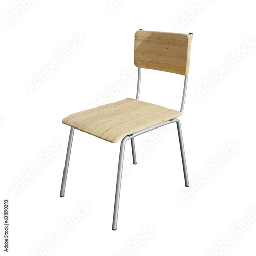 Wooden school chair isolated. 3d render