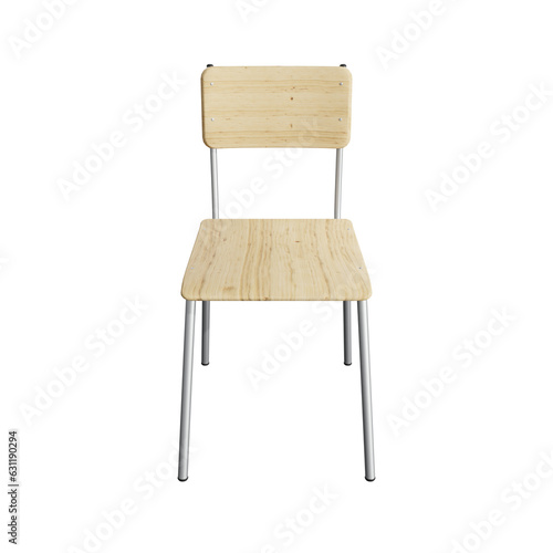 Wooden school chair isolated. 3d render