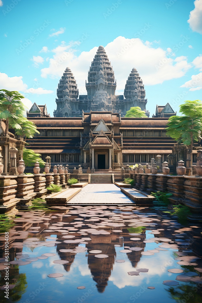 Obraz premium Awakening the Soul, Generative Artificial Intelligence Featuring Angkor Wat