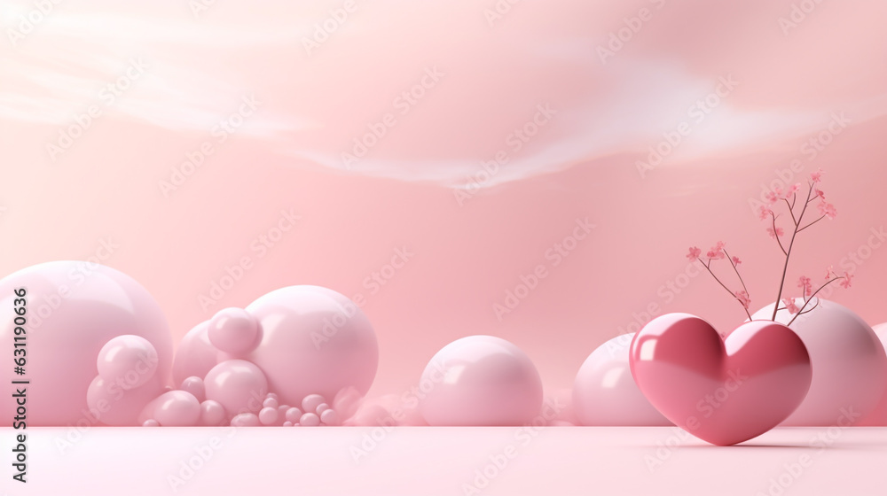 romantic background in pink tones in a minimalist style. Generative Ai. 