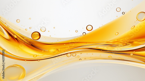 beautiful golden wave with bubbles on white background. Generative Ai. 