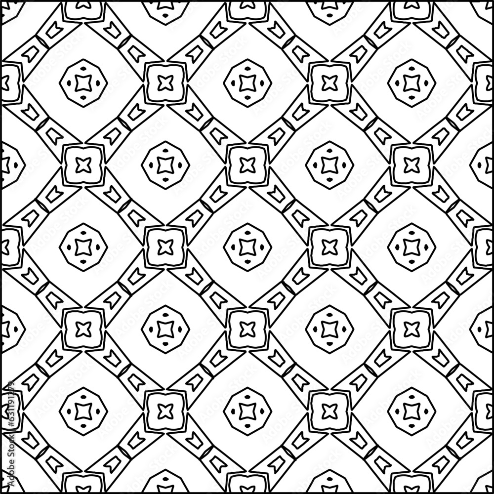 Abstract background with figures from lines. black and white pattern for web page, textures, card, poster, fabric, textile. Monochrome graphic repeating design. Abstract background with figures from lines. black and white pattern for web page, textures, card, poster, fabric, textile. Monochrome graphic repeating design.