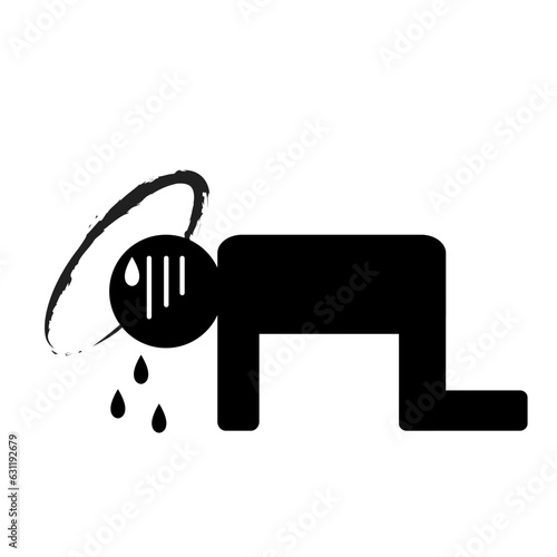 A dizzy and kneeling person icon.