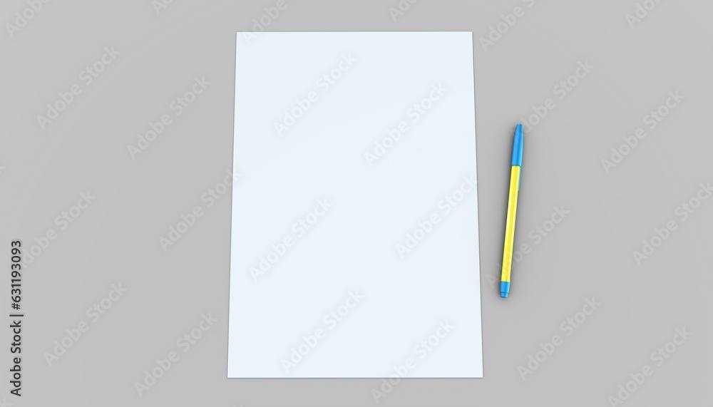 Blank sheets template with pen - 3D illustration Blank sheets template with pen - 3D illustration