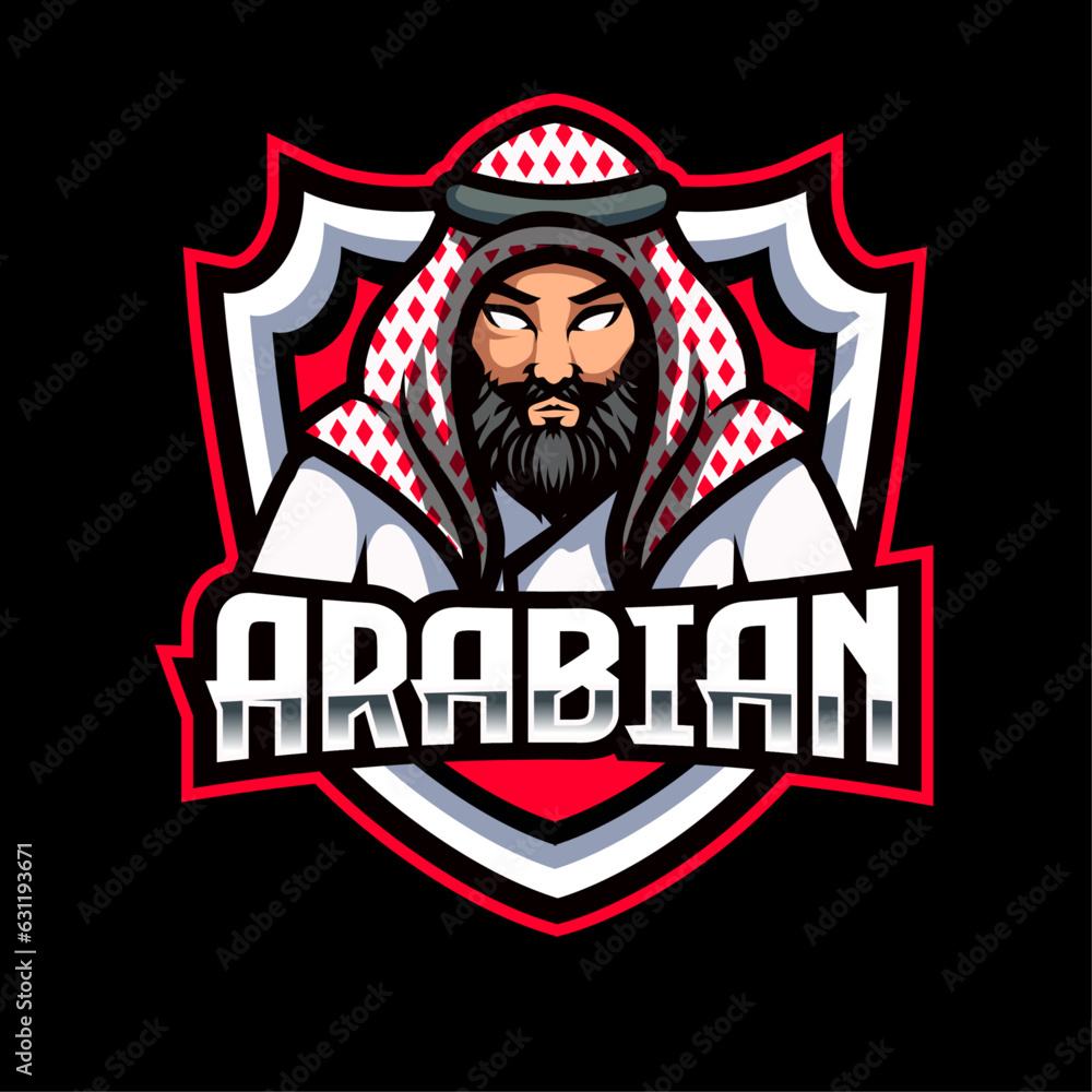 Obraz premium Arabic Sultan mascot logo isolated