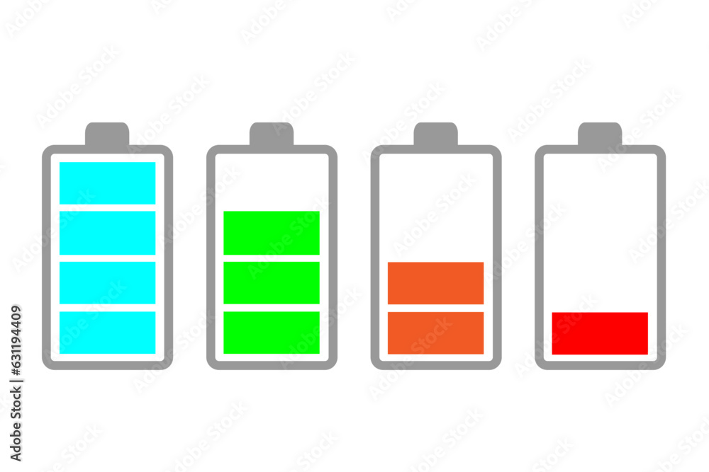 Icons that indicate how low the battery is. Icons that indicate how low the battery is.