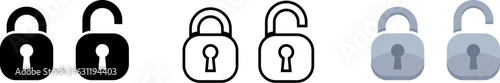 Lock icon and unlock icon set. privacy icon , secure private security icons, password icon, padlock icon button. Keyhole icon, door key hole. Protection icon