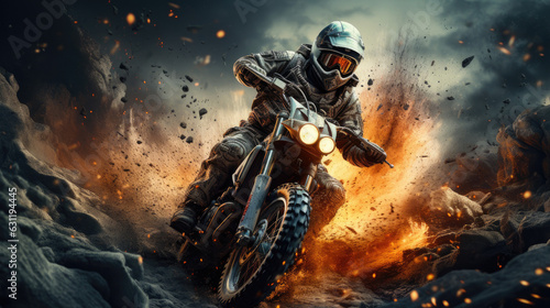 A motorbike rides in nowhere
