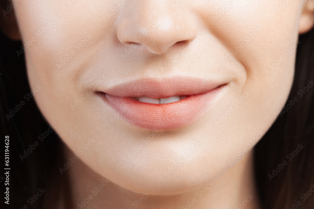 Obraz premium Lips of young beautiful white woman closeup