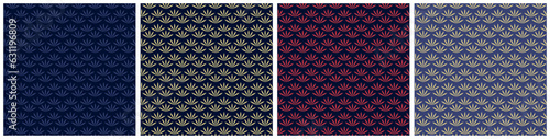 Five-pointed leaf minimalist seamless pattern decor on colored background. Repeatable leaf pattern. Vector Illustration.