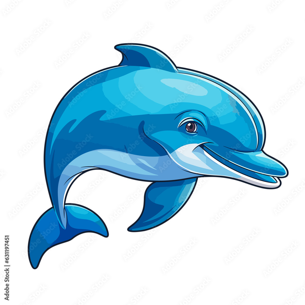 Fototapeta premium Cartoon Dolphin , PNG For Tshirt