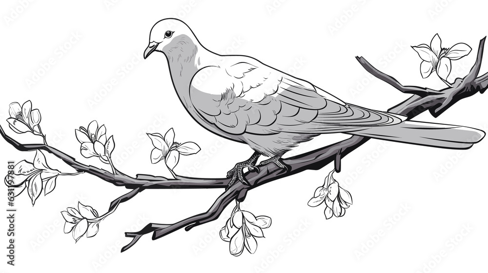 Fototapeta premium Cartoon Style Cute full body diamond dove, PNG, Illustration