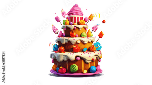 Cartoon Style Birthday cake   PNG  Illustration