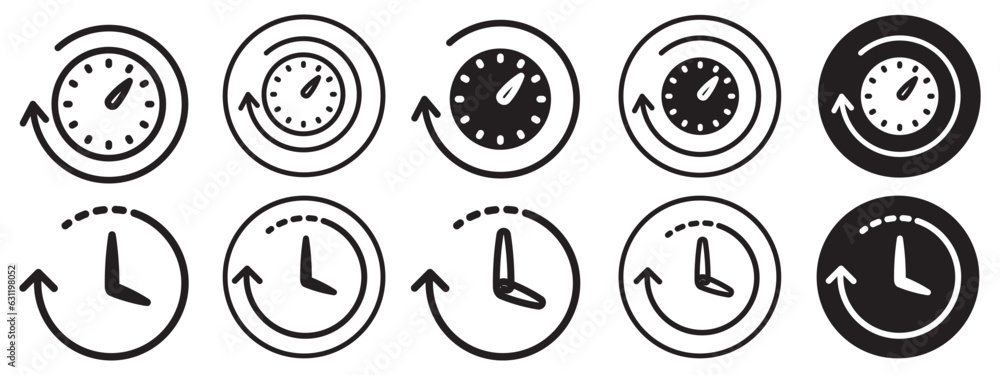 Uptime symbol Icon. Rewind schedule of office activity set collection ...