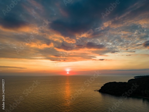 Landscape of the Koh Ta Kiev island during the sunset in Cambodia