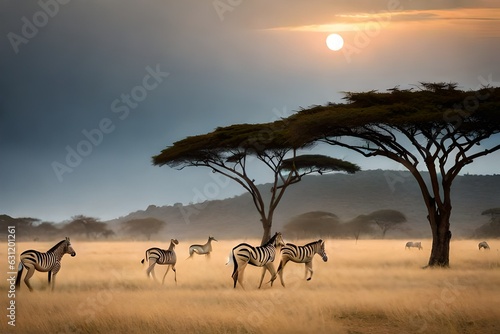 herd of zebras Generated Ai