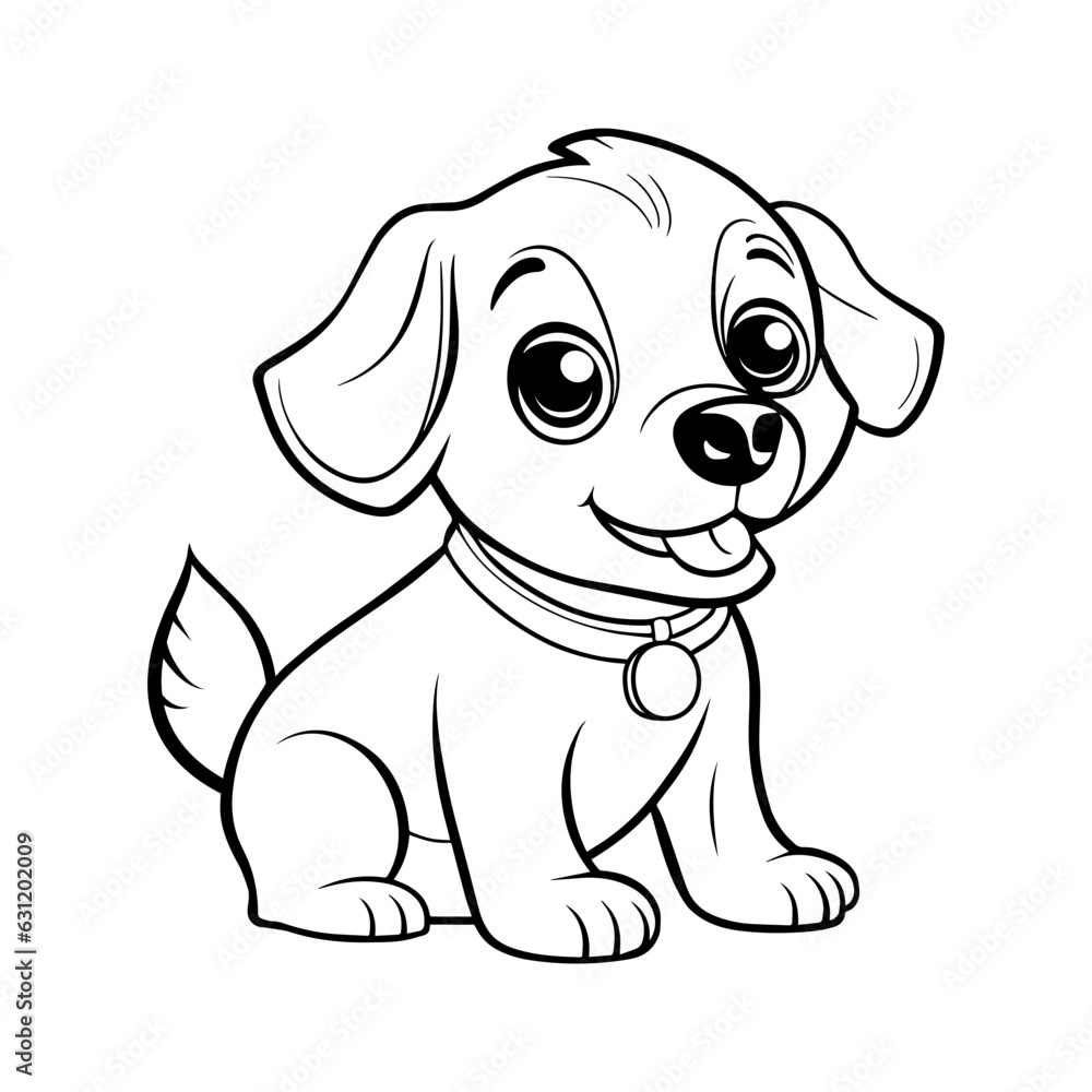 A cute hand drawn cartoon vector illustration of a smiling puppy, perfect for a coloring page. The graphic outline dog isolated design make it easy to use in coloring books, worksheets for children. A cute hand drawn cartoon vector illustration of a smiling puppy, perfect for a coloring page. The graphic outline dog isolated design make it easy to use in coloring books, worksheets for children.