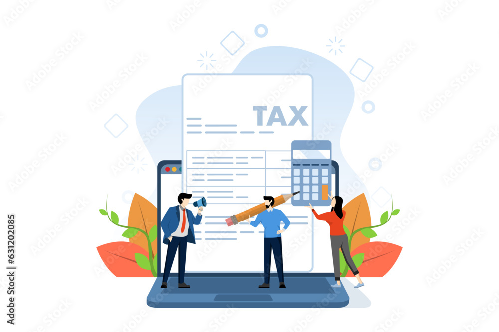 Φωτογραφία Online Tax Payment Vector Illustration Concept, person filling tax form, person submitting tax digitally via website, Suitable for web landing page, ui, mobile app, flyer, banner, etc