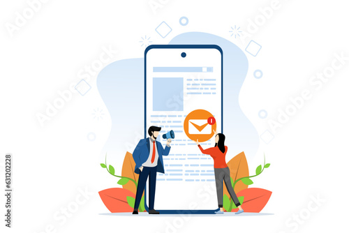 social network concept for web page, communication and community, social network. businessman flat metaphor about social media. Social application network for web pages. Flat vector illustration.