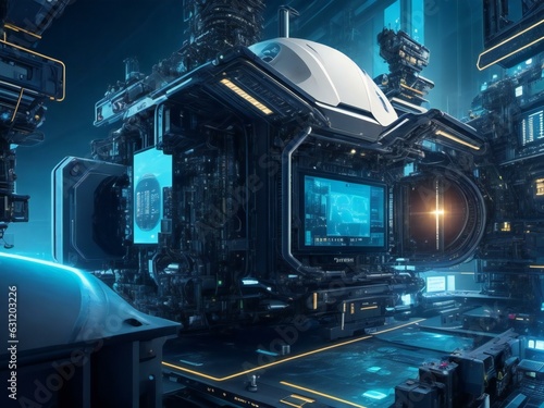 technological background with futuristic city