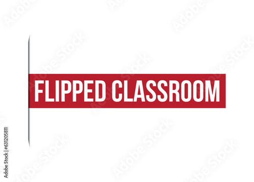 flipped classroom red vector banner illustration isolated on white background