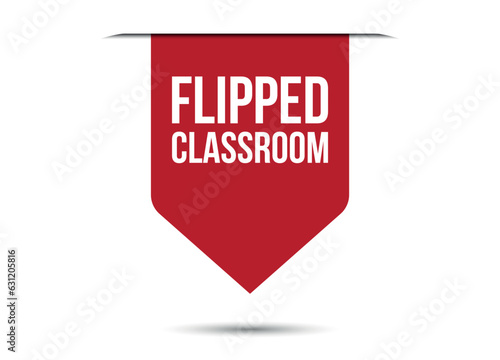 flipped classroom red vector banner illustration isolated on white background