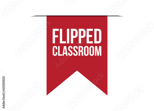 flipped classroom red vector banner illustration isolated on white background
