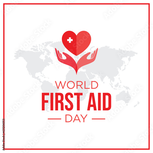 First aid day greetings vector.